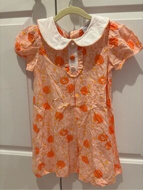 NWT Girls' Pumpkin Print Pink & Orange Dress with White Collar